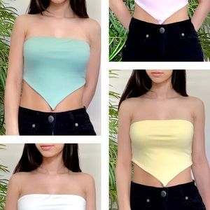 Pastel V Cut Tie Tube Tops